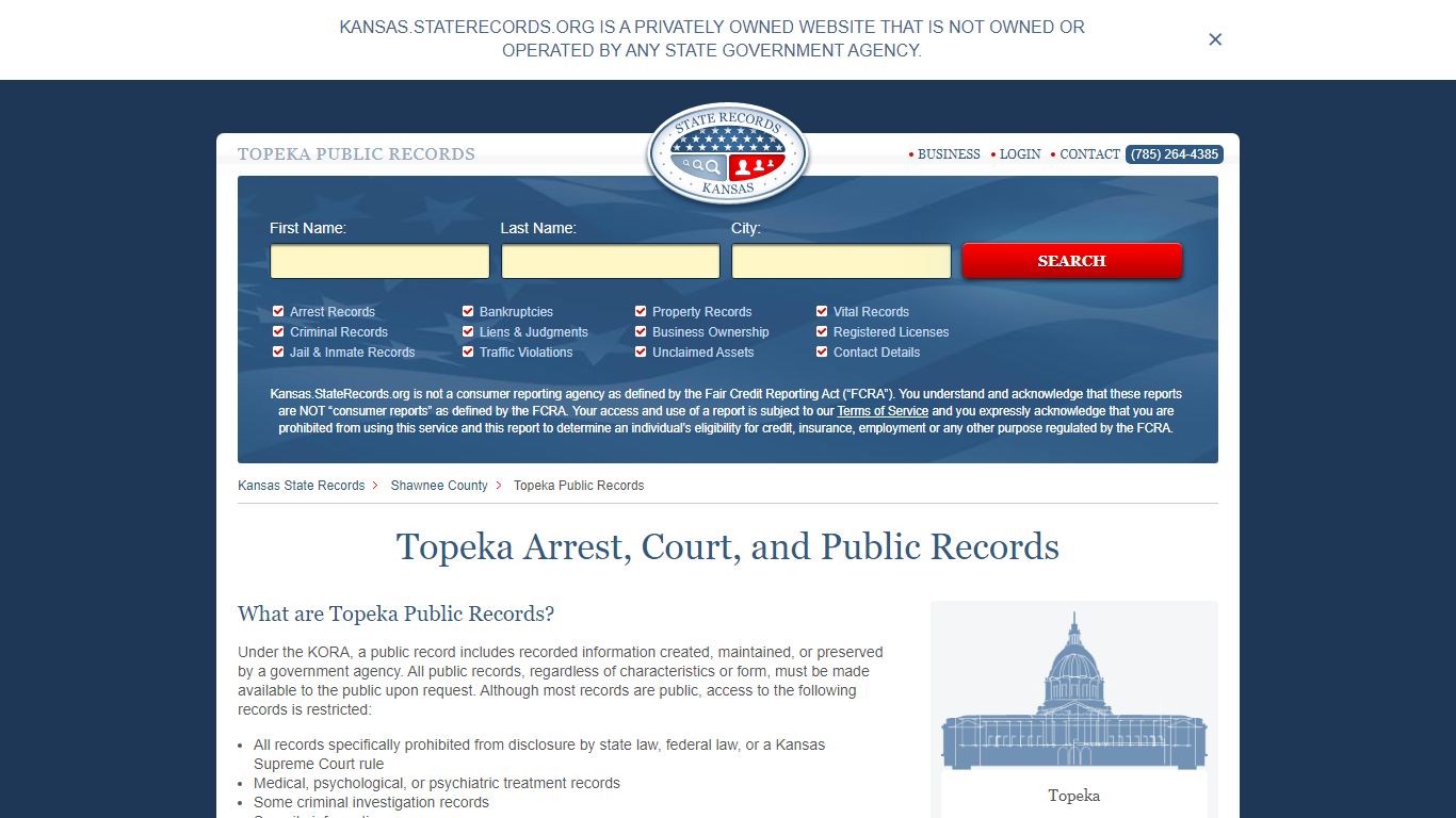 Topeka Arrest and Public Records | Kansas.StateRecords.org